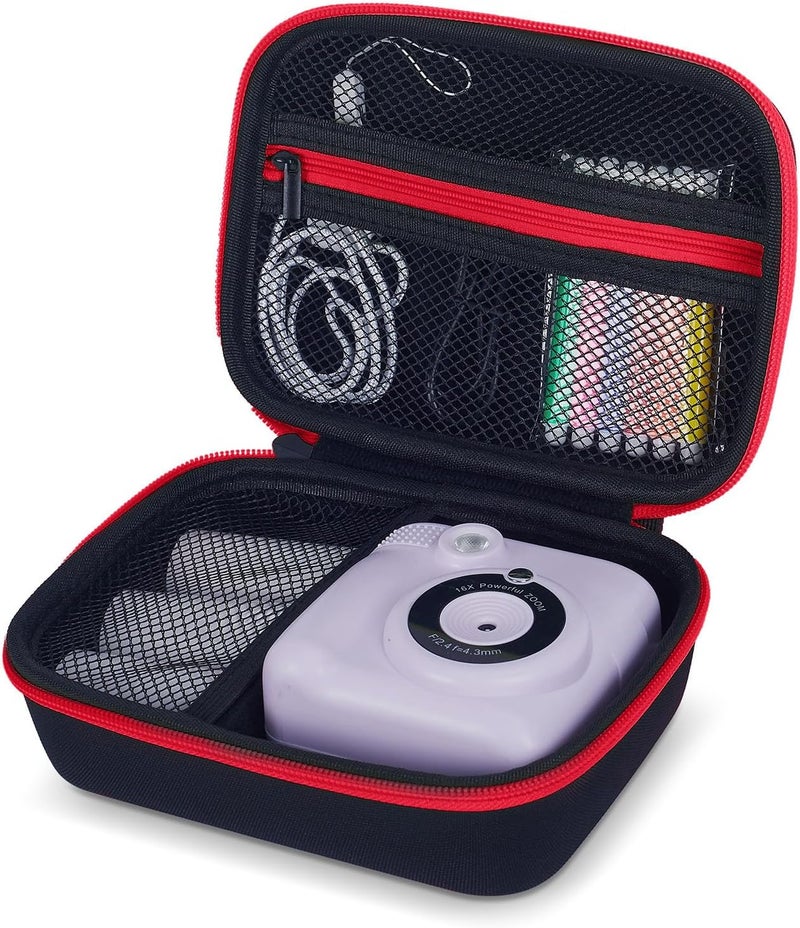 Hikkon Kids Camera Case Fit for ESOXOFFORE/Dylanto/Yehtta/HiMont/Gofunly Instant Print Camera Toy,Portable Digital Camera bag Storage Holder Organizer(Case Only) - Black&Red - Image 1